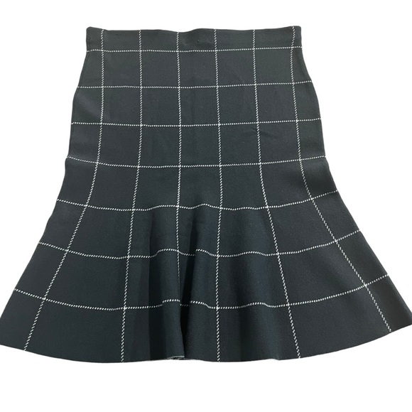 Ann Taylor Dark Gray Check Acrylic Wool Nylon Classic Fall Skirt Size Large NWT - Picture 1 of 12